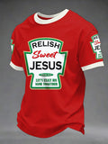 Men's Funny Christian God Print Casual Tee