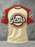 Men's Christian Jesus Print Casual Tee