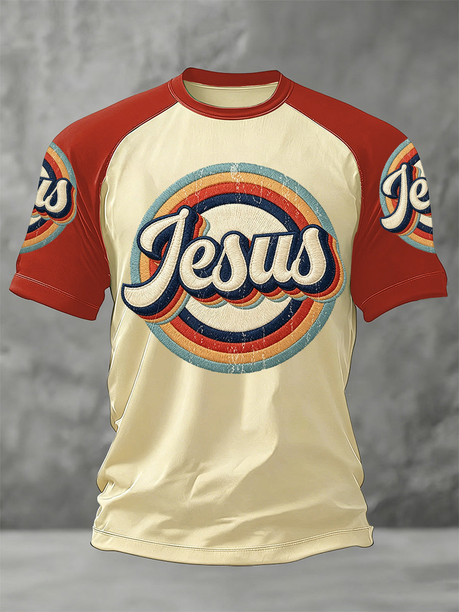 Men's Christian Jesus Print Casual Tee