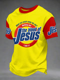 Men's The Blood Of Jesus Print Casual Tee