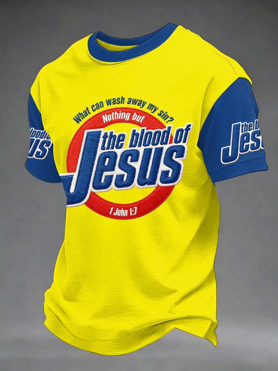 T-shirt décontracté imprimé "Le Sang de Jésus" pour homme