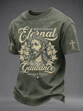 Men's Christian Jesus Print Casual Tee