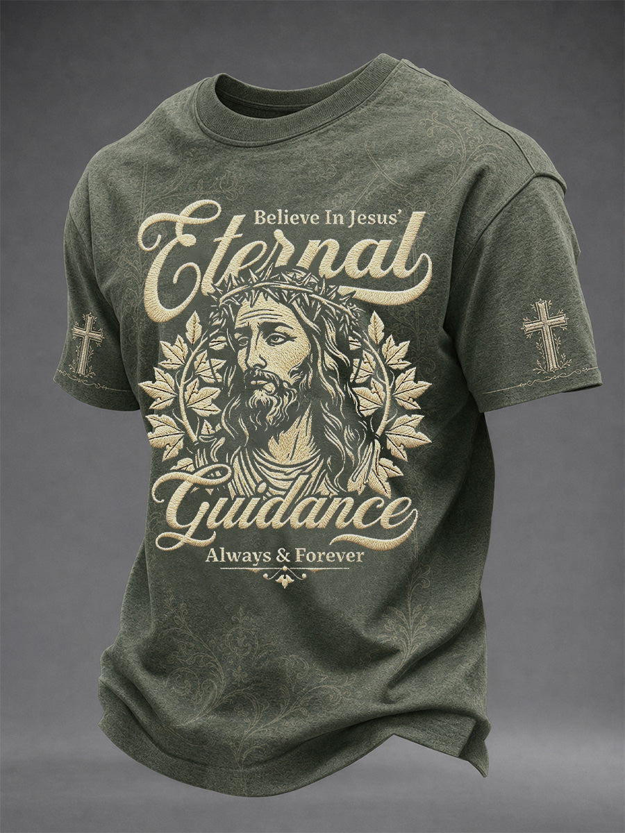 Men's Christian Jesus Print Casual Tee