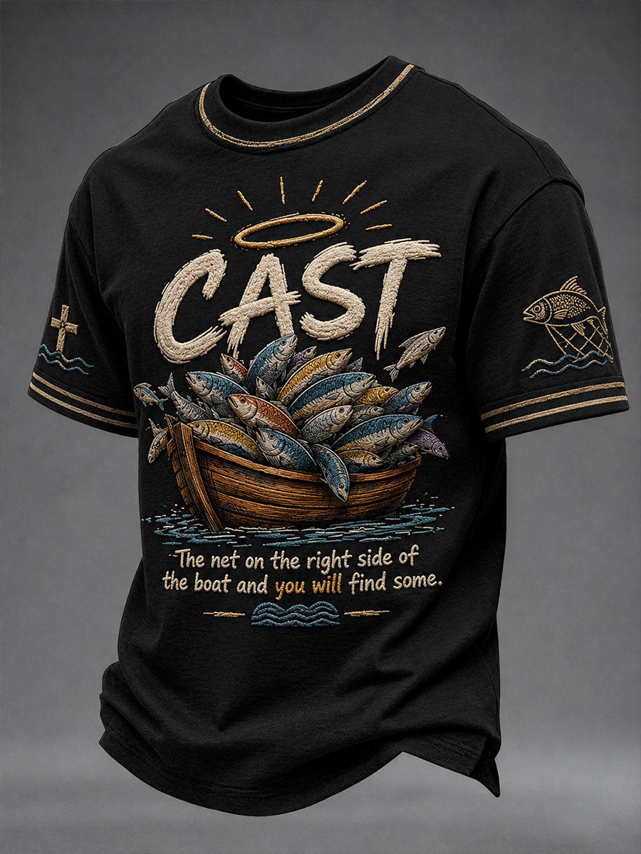 Men's Cast The Net On The Right Side Of the Boat Short Sleeves T-shirt