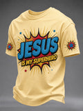 Men's Jesus Is My Superhero Print Casual Tee