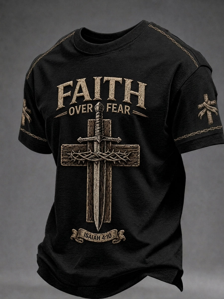 Men's Christian Faith Over Fear Cross Short Sleeve T-shirt