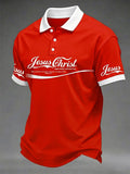 Men's Funny Christian God Print Casual Polo