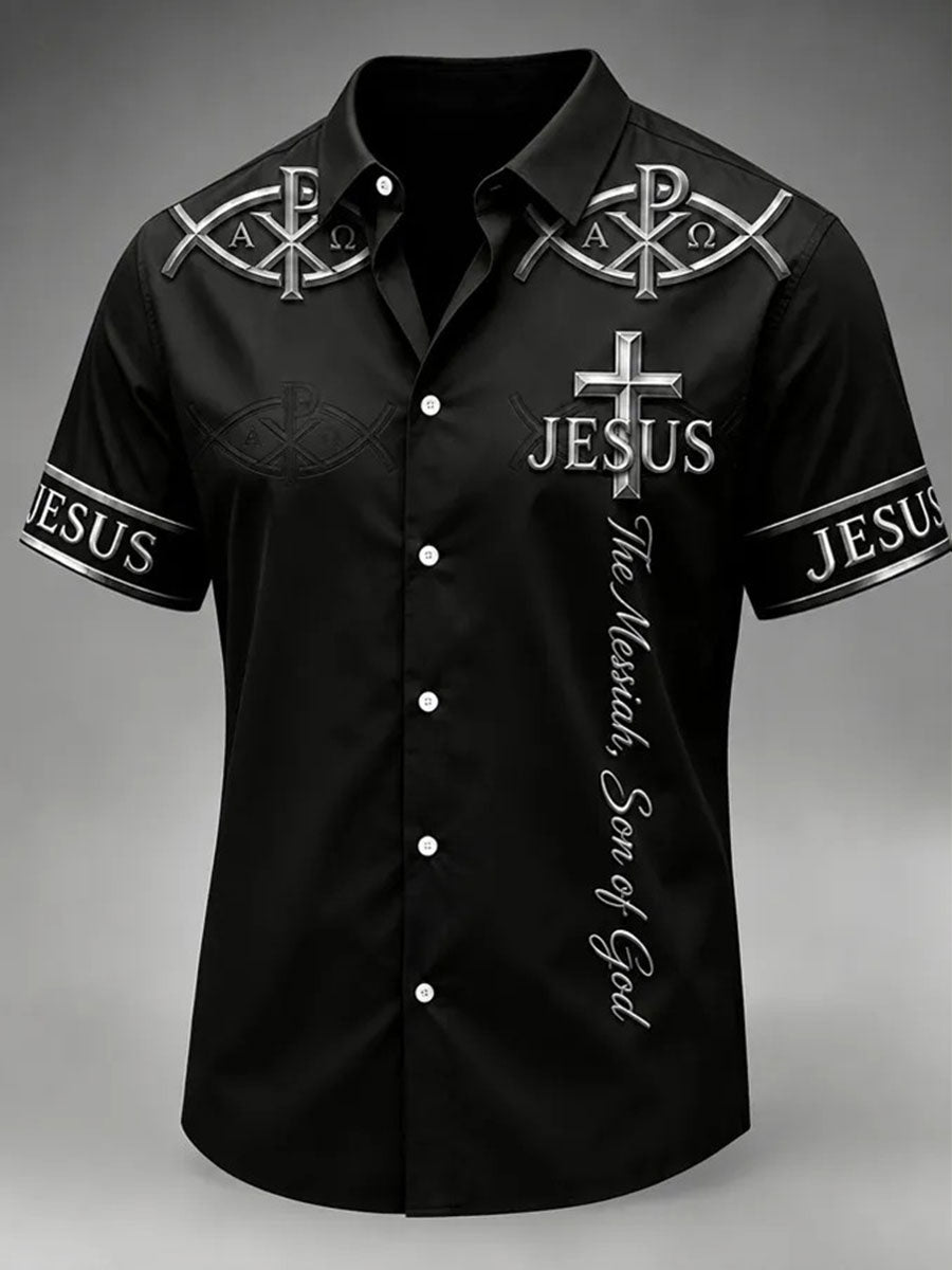 Men's Jesus Print Casual Shirt