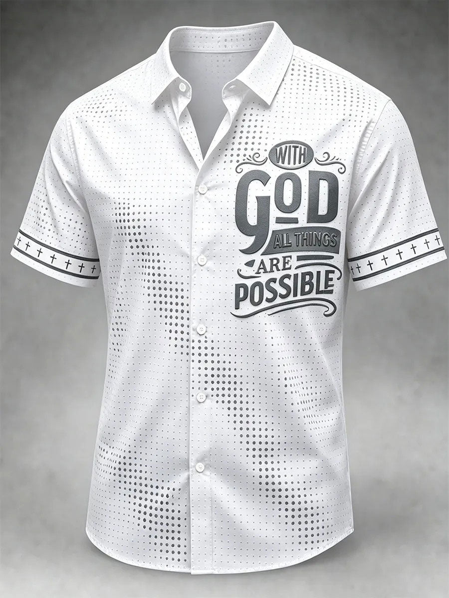 Chemise décontractée pour homme à imprimé religieux