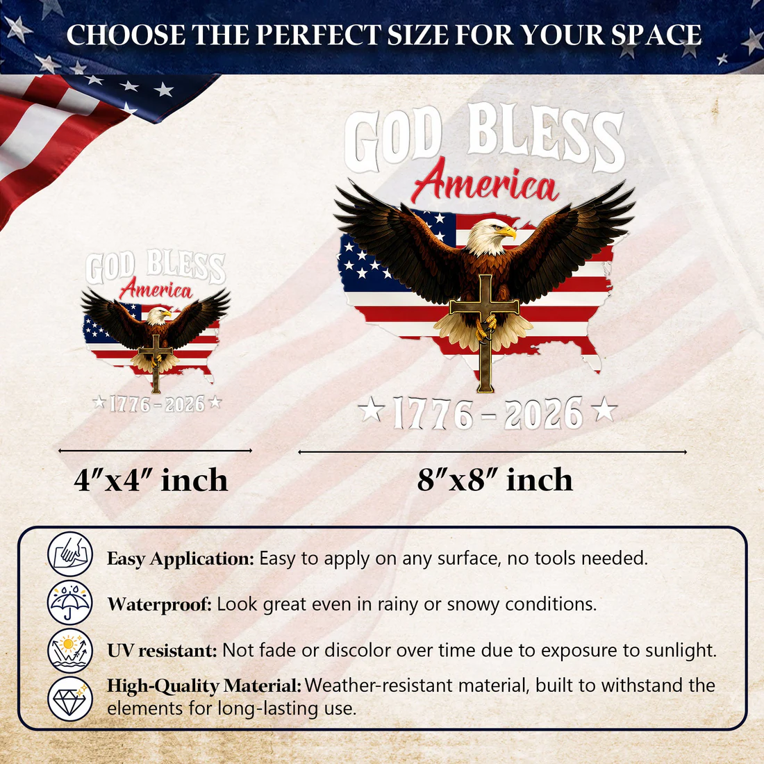 🔥 LIMITED TIME OFFER – 250th Anniversary Decal, United States Of America Eagle Patriotic